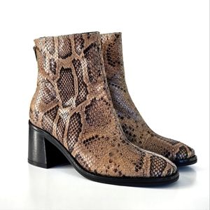 Miista London Snake Print Cybil Boots Size 37 Heel Bootie
